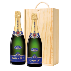 Buy & Send Pommery Brut Royal Champagne 75cl Twin Pine Wooden Gift Box (2x75cl)