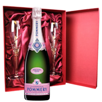 Buy & Send Pommery Rose Brut Champagne 75cl And Royal Scot Glasses Burgundy Gift Box Set