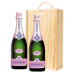 Buy & Send Pommery Rose Brut Champagne 75cl Twin Pine Wooden Gift Box (2x75cl)