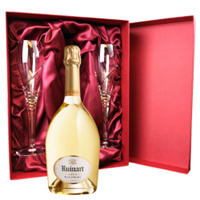 Buy & Send Ruinart Blanc de Blanc Champagne 75cl And Royal Scot Glasses Burgundy Gift Box Set