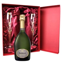 Buy & Send Ruinart Brut Chamapagne 75cl And Royal Scot Glasses Burgundy Gift Box Set