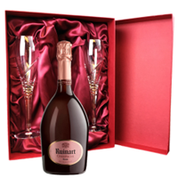 Buy & Send Ruinart Rose Champagne 75cl And Royal Scot Glasses Burgundy Gift Box Set