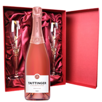 Buy & Send Taittinger Brut Prestige Rose NV Champagne 75cl And Royal Scot Glasses Burgundy Gift Box Set