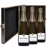 Buy & Send Taittinger Brut Vintage Champagne 2016 75cl Three Bottle Luxury Elm Wood Gift Box
