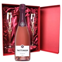 Buy & Send Taittinger Nocturne Rose Sec Champagne 75cl And Royal Scot Glasses Burgundy Gift Box Set