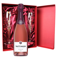 Buy & Send Taittinger Nocturne Rose Sec Champagne 75cl And Royal Scot Glasses Burgundy Gift Box Set
