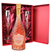 Buy & Send Tsarine Rose Champagne NV 75cl And Royal Scot Glasses Burgundy Gift Box Set