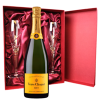 Buy & Send Veuve Clicquot Brut Yellow Label Champagne 75cl And Royal Scot Glasses Burgundy Gift Box Set