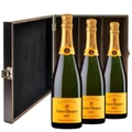 Buy & Send Veuve Clicquot Brut Yellow Label Champagne 75cl Three Bottle Luxury Elm Wood Gift Box
