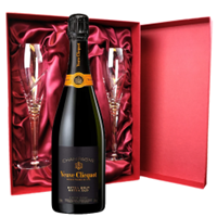 Buy & Send Veuve Clicquot Extra Brut Extra Old Champagne 75cl And Royal Scot Glasses Burgundy Gift Box Set