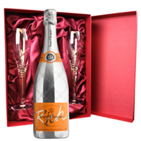 Buy & Send Veuve Clicquot Rich Champagne 75cl And Royal Scot Glasses Burgundy Gift Box Set