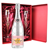 Buy & Send Veuve Clicquot Rich Rose Champagne 75cl And Royal Scot Glasses Burgundy Gift Box Set