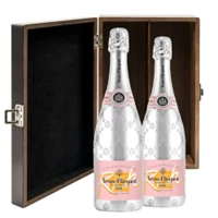 Buy & Send Veuve Clicquot Rich Rose Champagne 75cl Twin Luxury Elm Wood Gift Box (2x75cl)