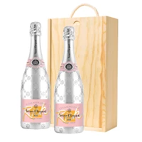 Buy & Send Veuve Clicquot Rich Rose Champagne 75cl Twin Pine Wooden Gift Box (2x75cl)