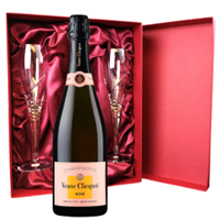 Buy & Send Veuve Clicquot Rose Champagne 75cl And Royal Scot Glasses Burgundy Gift Box Set