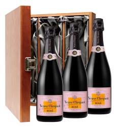 Buy & Send Veuve Clicquot Rose Champagne 75cl Three Bottle Luxury Gift Box
