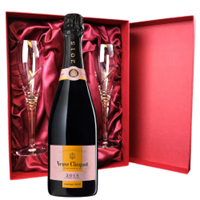 Buy & Send Veuve Clicquot Vintage Rose 2015 75cl And Royal Scot Glasses Burgundy Gift Box Set