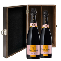 Buy & Send Veuve Clicquot Vintage Rose 2015 75cl Twin Luxury Elm Wood Gift Box (2x75cl)