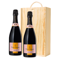 Buy & Send Veuve Clicquot Vintage Rose 2015 75cl Twin Pine Wooden Gift Box (2x75cl)